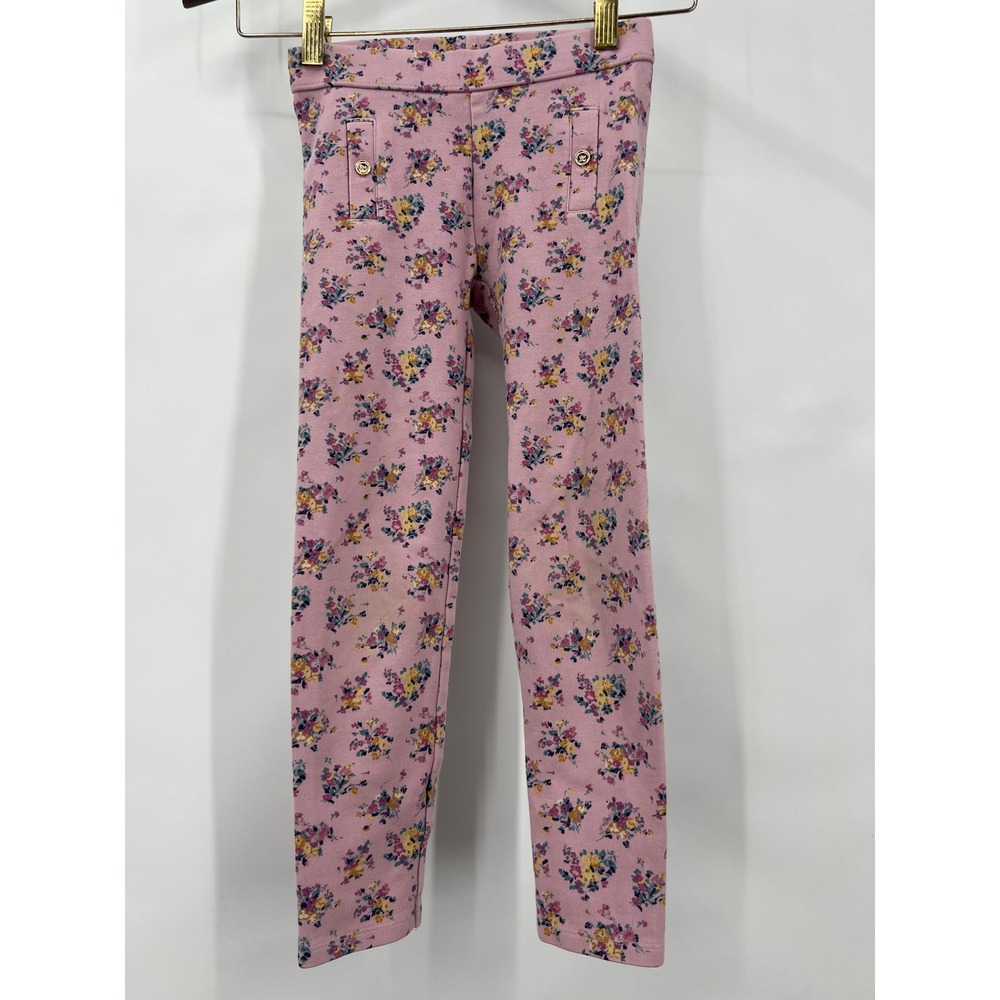 Janie and Jack Girl's 7 Leggings Pink Micro Floral Faux Pockets Cottagecore